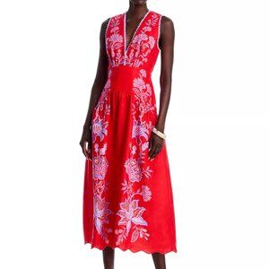 FARM Rio Porcelain Garden Linen Midi Dress (size M)